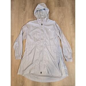 Adidas White Training Woven Longline Hooded Jacket Dress Size XL